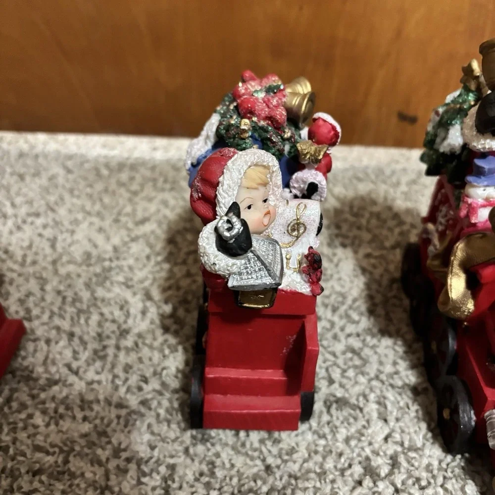 VTG Resin Christmas Train Set Santa Toys Children Presents Original Box